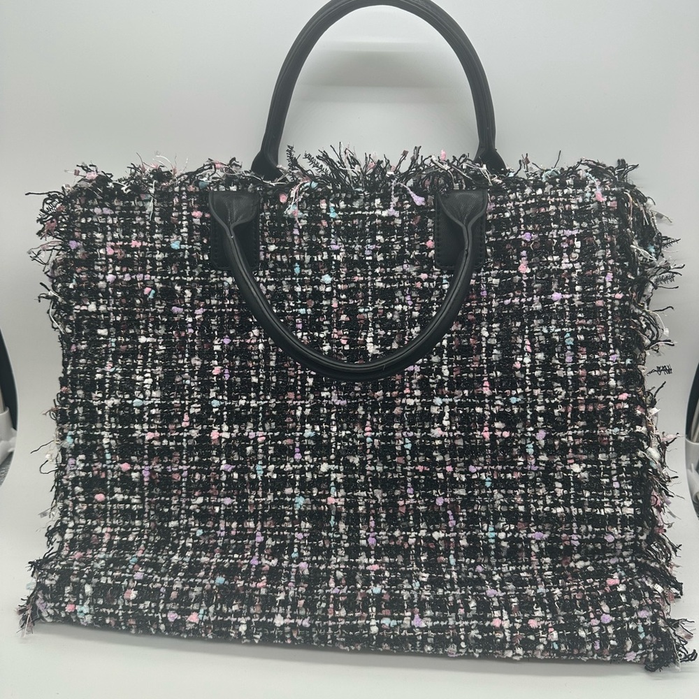 AhDorned Vegan Leather Tweed Woven Tote